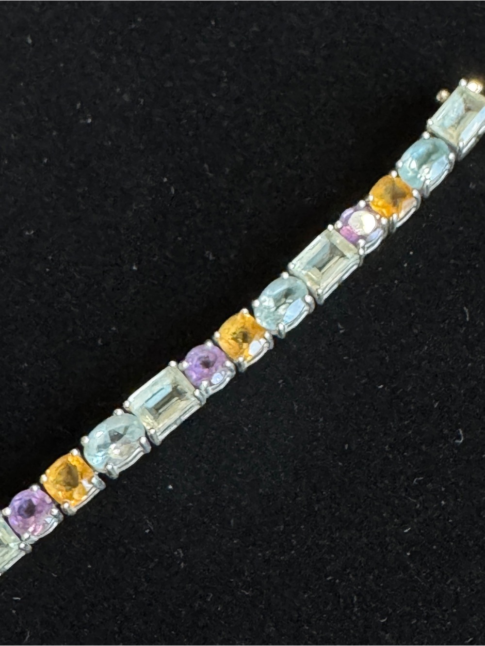 Multi-Gemstone Sterling Tennis Bracelet - Pastel Blue, Yellow & Purple